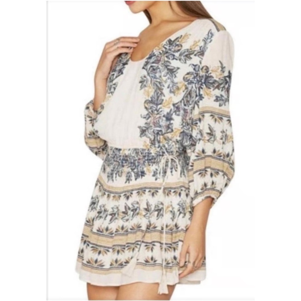 NEW Free People boho moonlight drive mini dress floral ivory combo size L - Picture 2 of 15